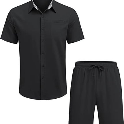 Men's Fashion Casual Shirt Shorts Suit