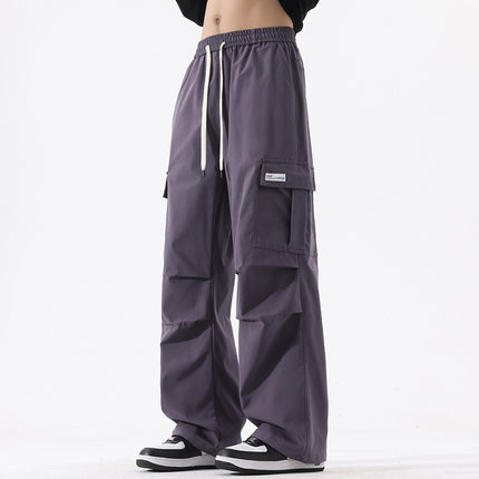 Couple American Retro High Street Fashionable Pleated Straight Cargo Pants