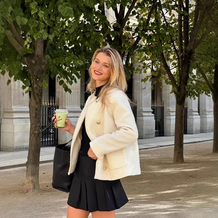 Women's Fashionable Temperamental All-match Double-breasted Coat Skirt