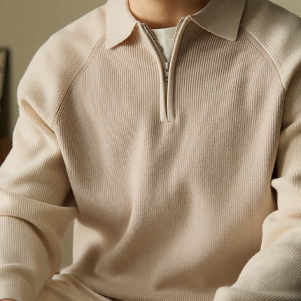 American Casual Half-height Zip Polo Sweater