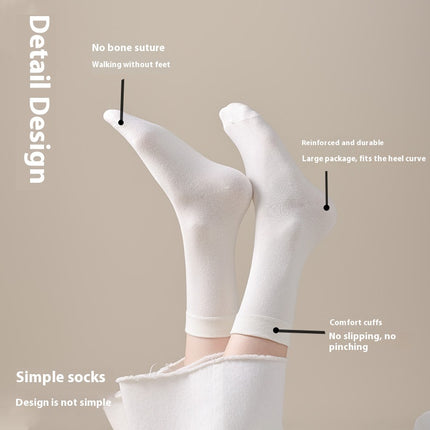 Women's Summer Thin Pure Cotton Mid-calf Length Socks Seamless Socks