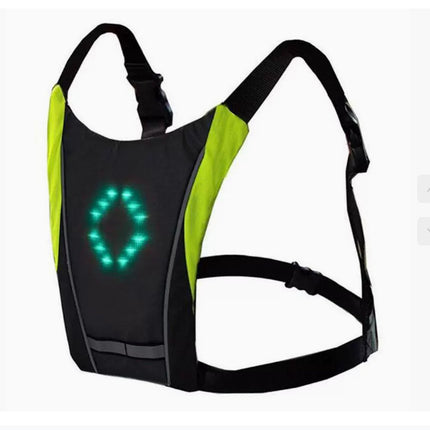 USB Rechargeable Reflective Vest Backpack with LED Turn Signal Light Remote Control Outdoor Sport Safety Bag Gear for Cycling