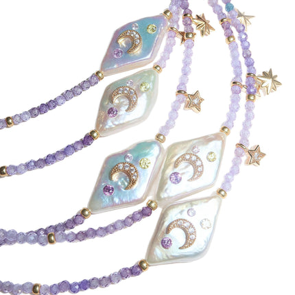 Purple Women's Beaded Zircon Necklace