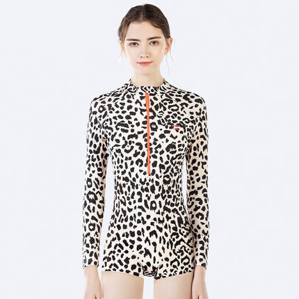 Leopard Print Long Sleeve Parent-child Swimwear