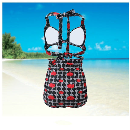 Rose Bikini Split High Waist Hot Spring Swimsuit