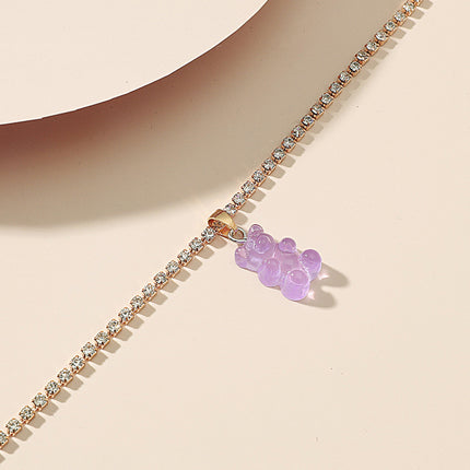 Creative Resin Bear Chain Rhinestone Anklet