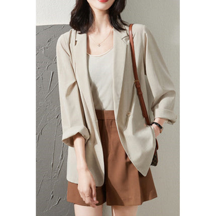 Thin Style In Beige Sun-proof All-matching Loose Breathable Suit Top