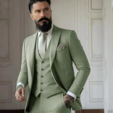 Men's Slim Fit Solid Color Business Suit Set