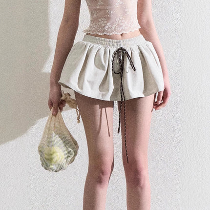 All-matching Elastic Waistband Twisted Drawstring Skirt Pettiskirt Skirt