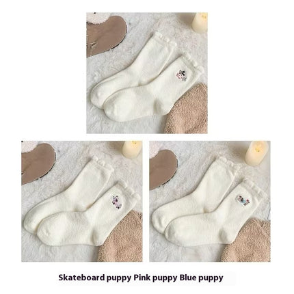 Cute Cartoon Fleece Lined Padded Warm Keeping Winter Socks