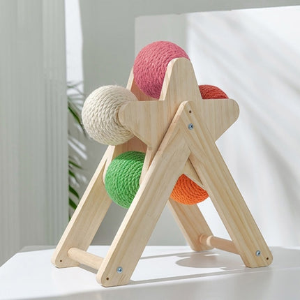Solid Wood Standing Cat Catching Ball Toy