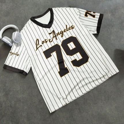 Men's Los Angeles Letter Print Short Sleeve Top