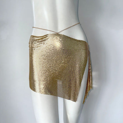 Metal Sequins Women's Skirt Irregular