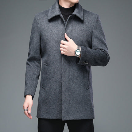 Trench Coat Mid-length Long Sleeve Lapel Korean Style Casual Jacket