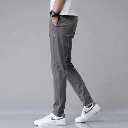 Summer Thin Ice Silk Men's Simple Smooth Stretch Casual Pants