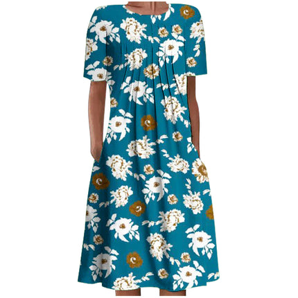 Casual Beach Dress Strap Type Loose Waist 3d Printed Dress