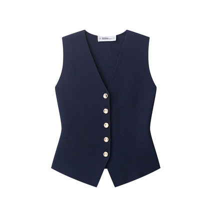 Spring And Summer Style V-neck Flat Needle Vest Top