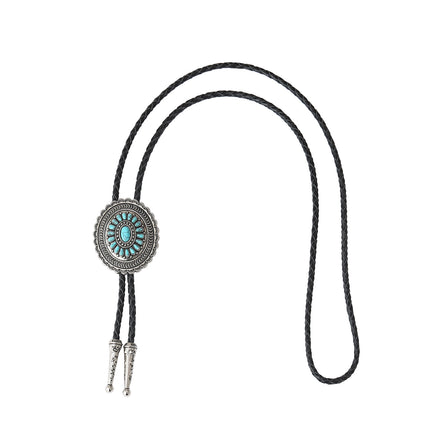 American Indian Western Style Turquoise Carved Bolo Tie