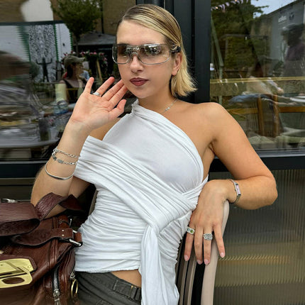 European And American Fashion Hot Girl Irregular Solid Color Ribbon Vest