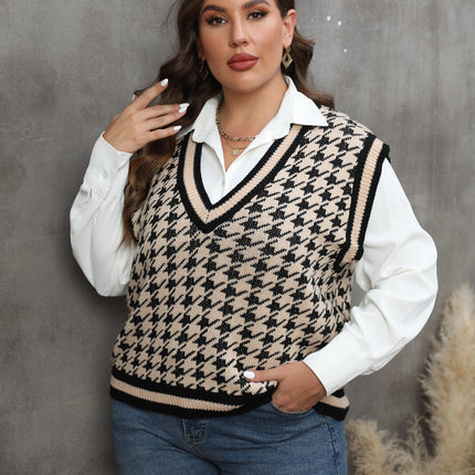 Houndstooth Leisure Vest Top For Women