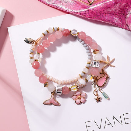 Whale tail bracelet double elastic personality retro flower starfish national wind jewelry