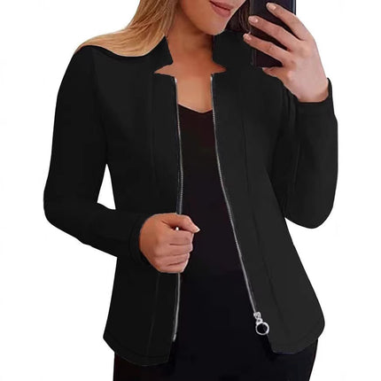 Solid Color Long-sleeve Zipper Suit Top