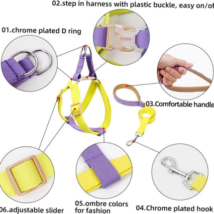 Dog Harness And Leash No Pull Nylon Pet Leashes For Small Dogs French Bulldog Chihuahua Lead Leash And Collar Set For Yorkies