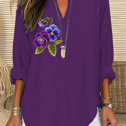 Women's 3D Digital Printing Fashion Round Neck Loose Shirt