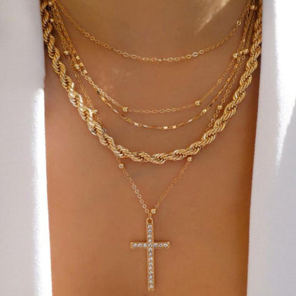 Multilayer Trend Elegant Jewelry Long Snake Chain Crystal