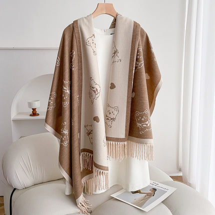 Warm Scarf Fashionable Outerwear Sweet Cute Double-sided Shawl