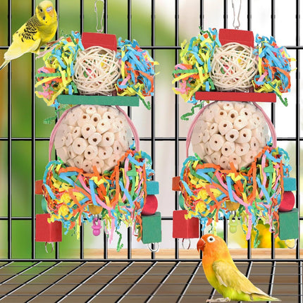 Parrot Toys Straw Ball Wooden Bird Cage Accessories