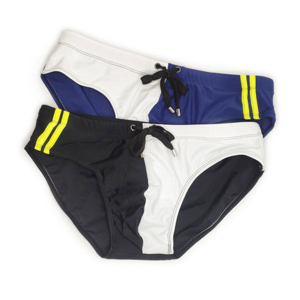 Men's Simplicity Color Matching Sports Style Sexy Swim Briefs Contrast Color Fashion Close-fitting Swimming Shorts