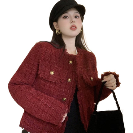 Plus Size Red Quilted Design Sense Padded Top Coat