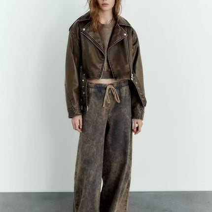 Women's Washable Gradient Leather Jacket