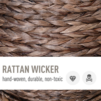 Handmade Wicker Elevated Cat Bed With Cushion Dark Brown For Kittens