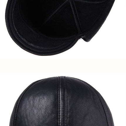 Casual Leather Men's Winter Sheepskin Velvet Thermal Outdoor Hat