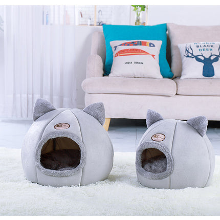 Semi-enclosed warm and fluffy pet nest