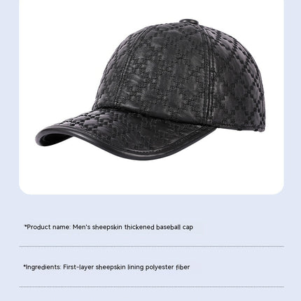 Full-grain Sheepskin Korean Style Small Plaid Hat Men