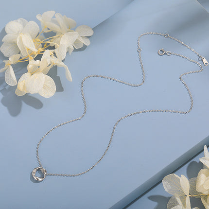 S925 Silver Double Ring Necklace Female Mobius Clavicle Chain