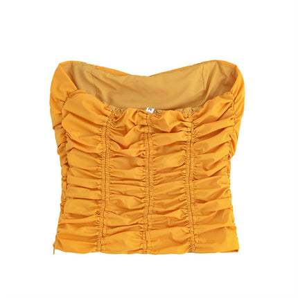 Tube Top Pleated Long-sleeved Suit