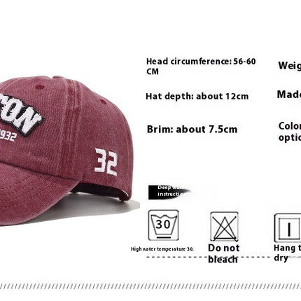 Washed Letter Baseball Cap Vintage Distressed