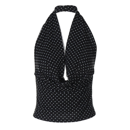 European And American Sexy Hot Girl Sleeveless Tight Halter Backless Polka Dot Vest