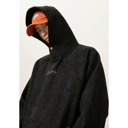 400g Suede Heavy Hooded Sweater Men's Autumn And Winter Split Design