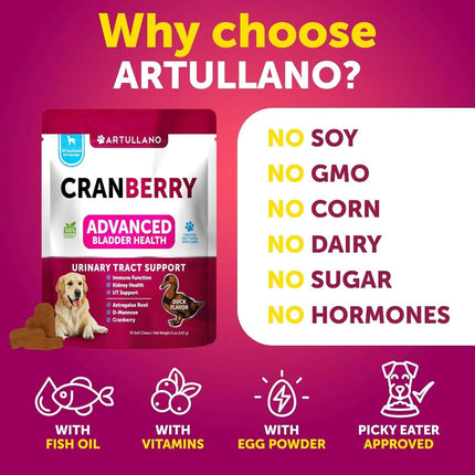 Do Not Sell On Amazon Dog UTI Treatment Cranberry Supplement Bladder Control Urinary Tract Infection Incontinence Pill Bladder Stones UTI Medicine Treats 70 Soft Chews For Kidney Support With Fish Oil