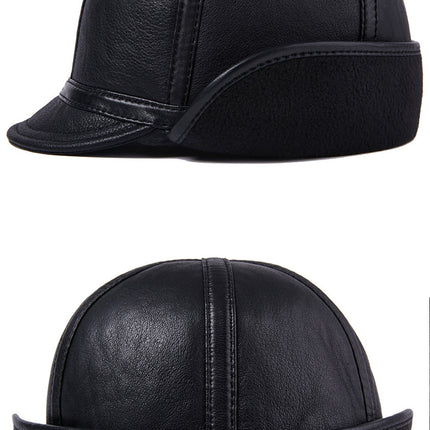 Casual Leather Men's Winter Sheepskin Velvet Thermal Outdoor Hat