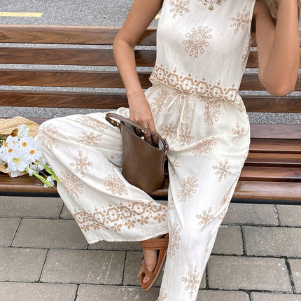 Women's Geometric Printed Tank Top And Pants 2-piece Set