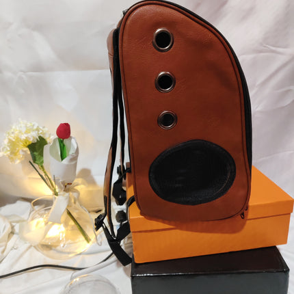 Leather pet carry backpack capsule