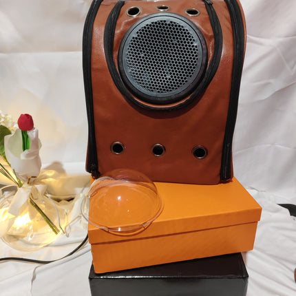 Leather pet carry backpack capsule