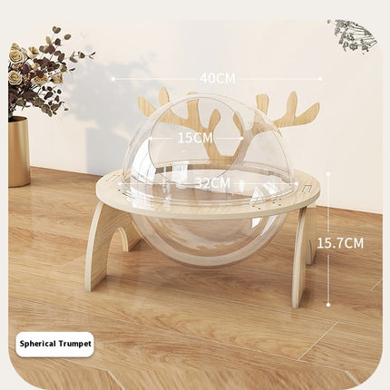 Antlers Cat Nest Four Seasons Universal Pet Supplies Chamfer Space Capsule Solid Wood Cat Bed