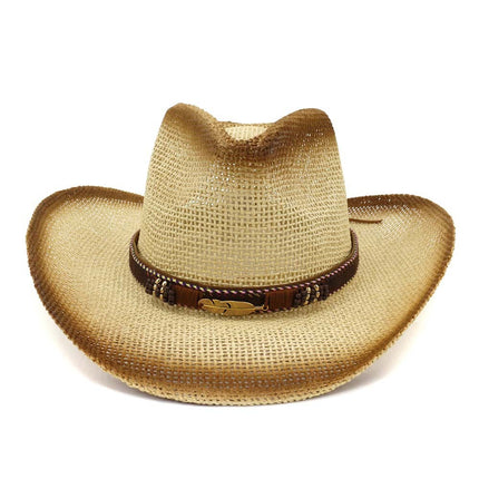 Western Spray Paint Straw Cowboy Hat Beach Hat